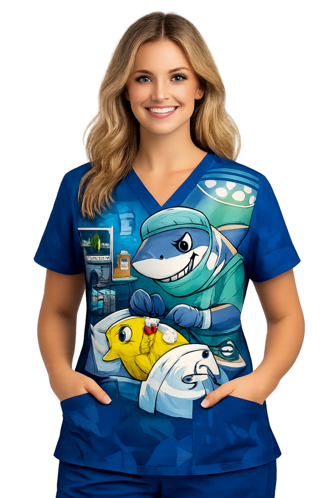 shark doctor surgically repairing yellow tang